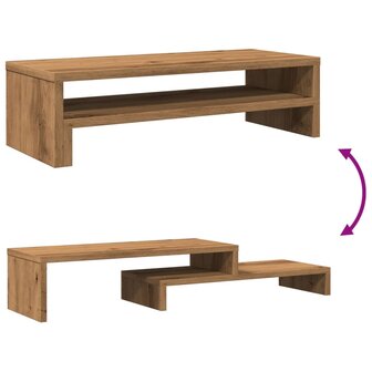 Monitorstandaard 54x22x15 cm bewerkt hout artisanaal eikenkleur 7