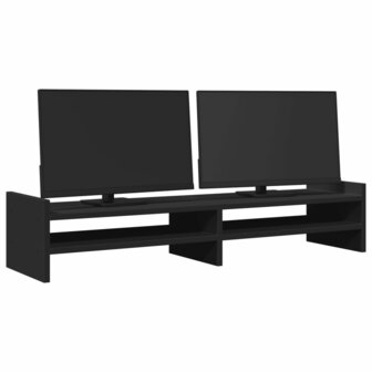 Monitorstandaard 100x27x20 cm bewerkt hout zwart 3