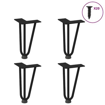 Haarspeld tafelpoten 4 st 20 cm massief staal zwart 1
