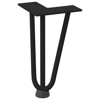 Haarspeld tafelpoten 4 st 20 cm massief staal zwart 4