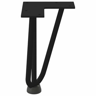 Haarspeld tafelpoten 4 st 20 cm massief staal zwart 6