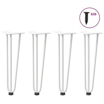Haarspeld tafelpoten 4 st 42 cm massief staal wit 1