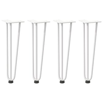 Haarspeld tafelpoten 4 st 42 cm massief staal wit 2