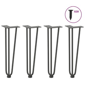 Haarspeld tafelpoten 4 st 42 cm massief staal antracietkleurig 1