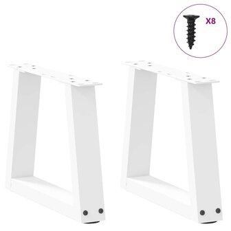 Eettafelpoten 2 st V-vormig 30x(30-31,3) cm staal wit 3
