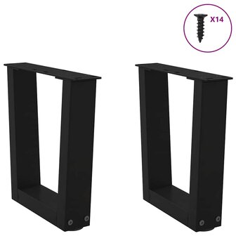 Eettafelpoten 2 st V-vormig 30x(30-31,3) cm staal zwart 3