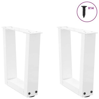 Eettafelpoten 2 st V-vormig 30x(30-31,3) cm staal wit 3