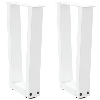 Eettafelpoten 2 st V-vormig 28x(42-43,3) cm staal wit 1