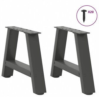 Salontafelpoten 2 st A-vormig 40x(30-31) cm staal antraciet 3