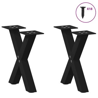 Salontafelpoten 2 st X-vormig 30x(30-31) cm staal zwart 3