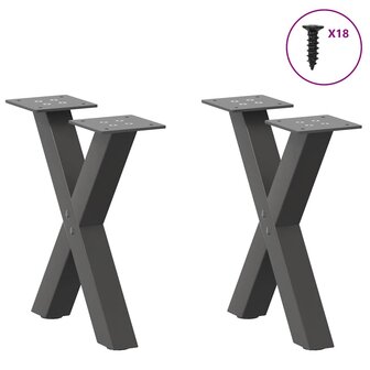 Salontafelpoten 2 st X-vormig 30x(30-31) cm staal antraciet 3