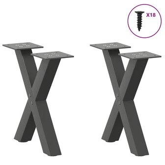 Salontafelpoten 2 st X-vormig 37x(30-31) cm staal antraciet 3
