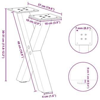 Salontafelpoten 2 st X-vormig 37x(30-31) cm staal antraciet 9