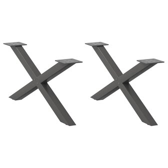 Salontafelpoten 2 st X-vormig 70x(30-31) cm staal antraciet 1