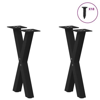 Salontafelpoten 2 st X-vormig 28x(42-43) cm staal zwart 3