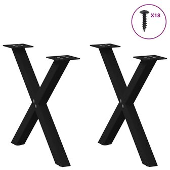 Salontafelpoten 2 st X-vormig 60x(42-43) cm staal zwart 3