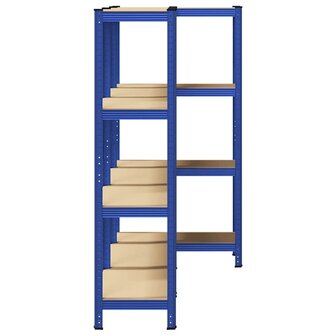 Opbergrekken 3 st 4-laags staal en bewerkt hout blauw 5