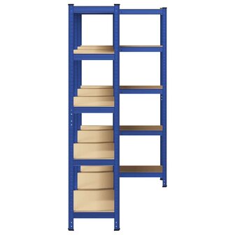 Opbergrekken 3 st 5-laags staal en bewerkt hout blauw 5