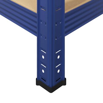 Opbergrekken 3 st 5-laags staal en bewerkt hout blauw 9