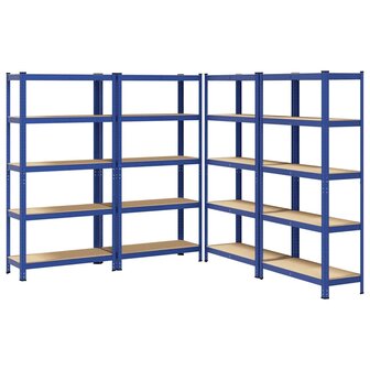 Opbergrekken 4 st 5-laags staal en bewerkt hout blauw 2