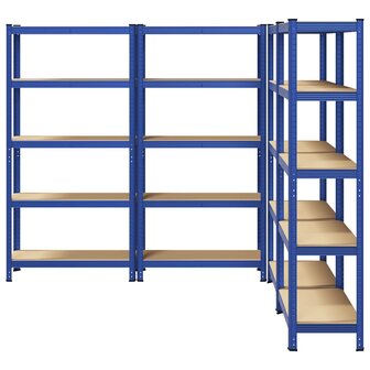 Opbergrekken 4 st 5-laags staal en bewerkt hout blauw 4