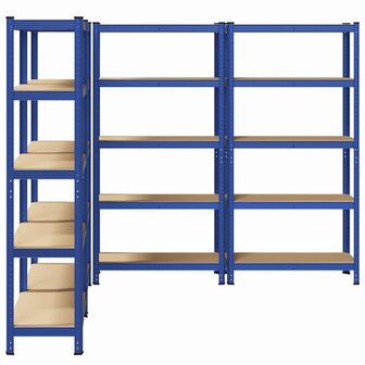 Opbergrekken 4 st 5-laags staal en bewerkt hout blauw 5