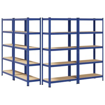 Opbergrekken 4 st 5-laags staal en bewerkt hout blauw 6