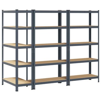 Opbergrekken 5-laags 3 st staal &amp; bewerkt hout antracietkleurig 6