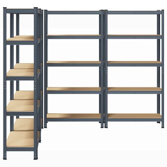 Opbergrekken 5-laags 4 st staal &amp; bewerkt hout antracietkleurig 5