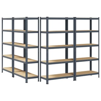 Opbergrekken 5-laags 4 st staal &amp; bewerkt hout antracietkleurig 6