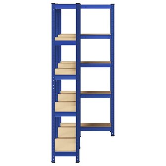 Opbergrekken 3 st 5-laags staal en bewerkt hout blauw 5