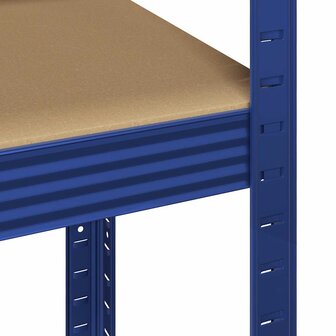 Opbergrekken 3 st 5-laags staal en bewerkt hout blauw 8
