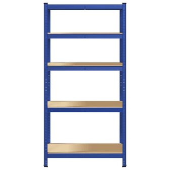 Opbergrek 5-laags staal &amp; bewerkt hout blauw 4
