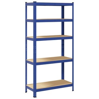 Opbergrek 5-laags staal &amp; bewerkt hout blauw 6
