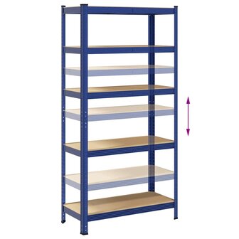 Opbergrek 5-laags staal &amp; bewerkt hout blauw 8