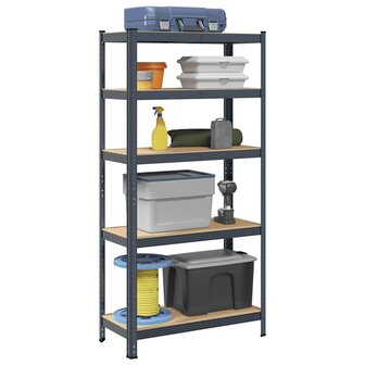 Opbergrek 5-laags staal &amp; bewerkt hout antracietkleurig 1