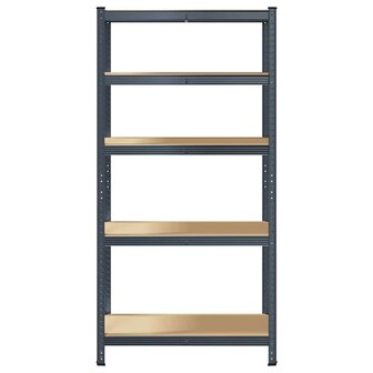 Opbergrek 5-laags staal &amp; bewerkt hout antracietkleurig 4