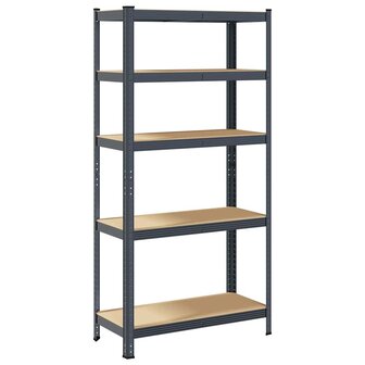 Opbergrek 5-laags staal &amp; bewerkt hout antracietkleurig 6