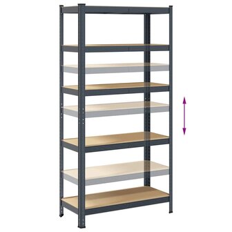 Opbergrek 5-laags staal &amp; bewerkt hout antracietkleurig 8