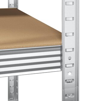 Hoekrek 5-laags staal en bewerkt hout zilverkleurig 9