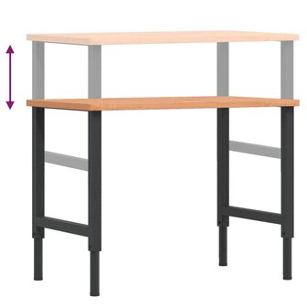 Werkbank rechthoekig 100x60x(71,5-98) cm massief beukenhout 9