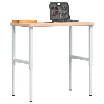 Werkbank rechthoekig 100x60x(73-99,5) cm massief eikenhout 1
