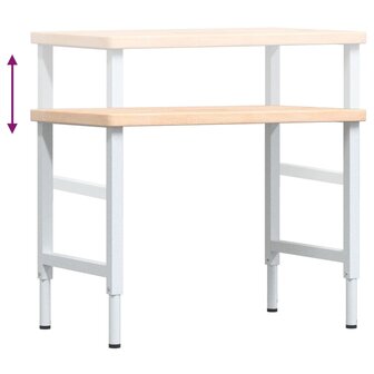 Werkbank rechthoekig 100x60x(73-99,5) cm massief eikenhout 9