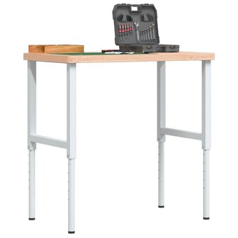 Werkbank rechthoekig 100x60x(73-99,5) cm massief beukenhout 1