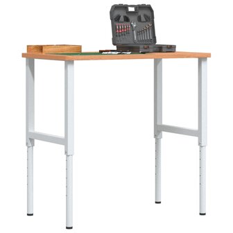 Werkbank rechthoekig 100x60x(71,5-98) cm massief beukenhout 1