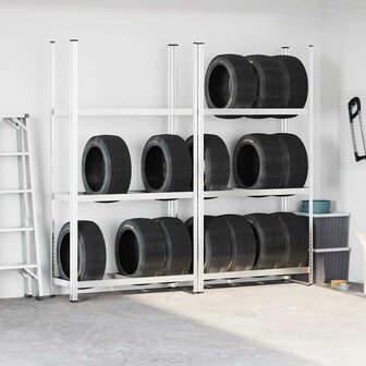 3-laags bandenrekken 2 st 110x40x200 cm staal zilverkleurig 3