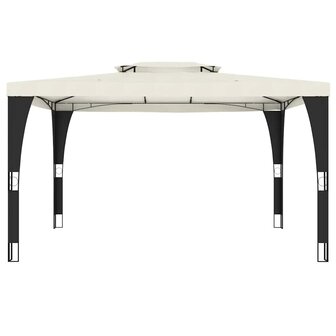 Prieel met dubbel dak 3,98x2,98 m staal cr&egrave;mekleurig 3