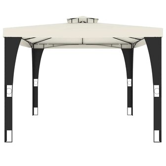 Prieel met dubbel dak 3,98x2,98 m staal cr&egrave;mekleurig 4