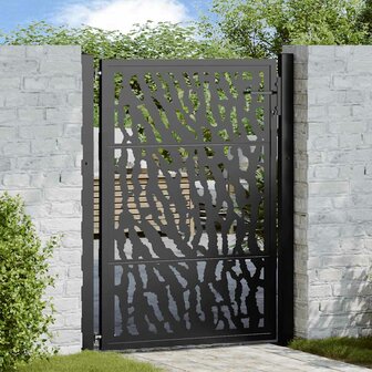 Poort met sporenontwerp 105x130 cm staal zwart 1