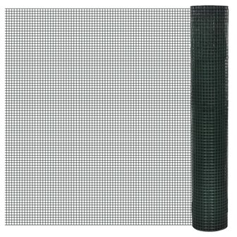 Kippengaas 25x1 m gegalvaniseerd staal met PVC-coating groen 1